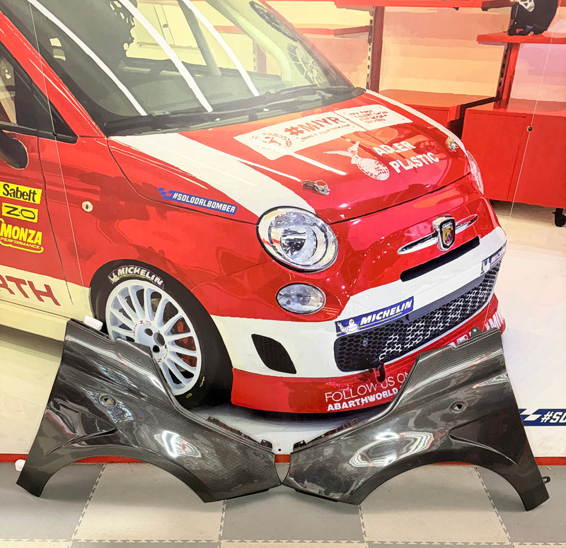 Load image into Gallery viewer, REAL Abarth 500 Carbon Fiber Mudguards