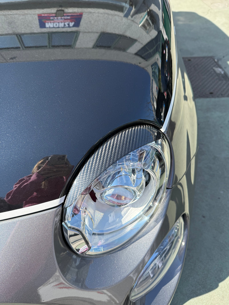 Carica immagine in Galleria Viewer, Coppia Palpebre Fanali Anteriori alogeni in VERO CARBONIO 500 Abarth - 595 - 695 - 500