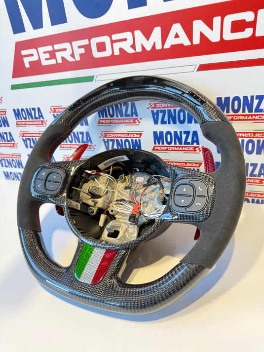 Volante LED 500 abarth restyling MTA MULTIFUNZIONE carbonio- alcantara-Paddle carbonio