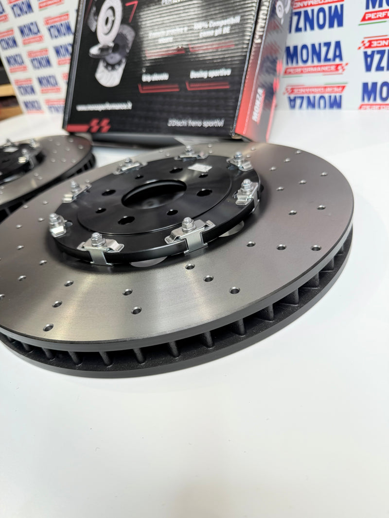 Carica immagine in Galleria Viewer, Dischi freno 330 mmx28mm FLOTTANTI 500 abarth forati per pinze 159/giulietta Monza performance