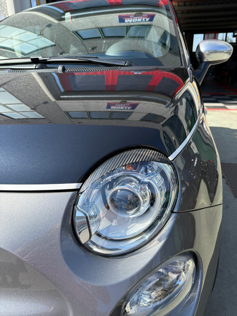 Carica immagine in Galleria Viewer, Coppia Palpebre Fanali Anteriori alogeni in VERO CARBONIO 500 Abarth - 595 - 695 - 500