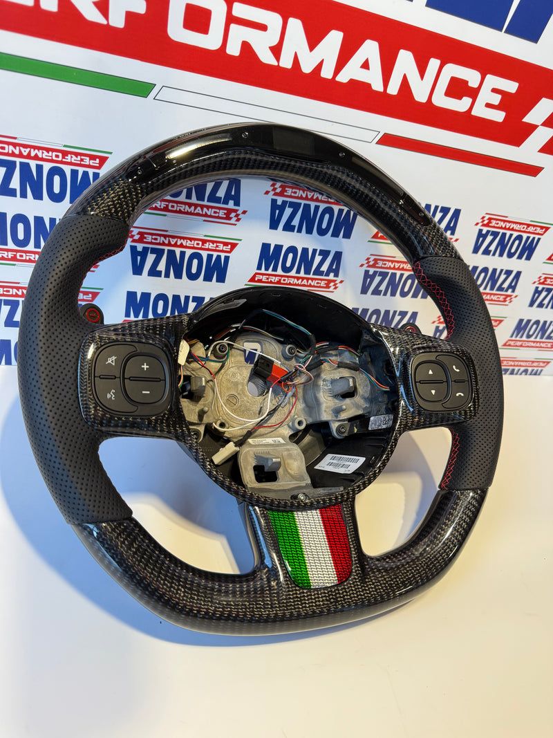 Carica immagine in Galleria Viewer, Volante LED 500 abarth restyling MTA   MULTIFUNZIONE carbonio- pelle