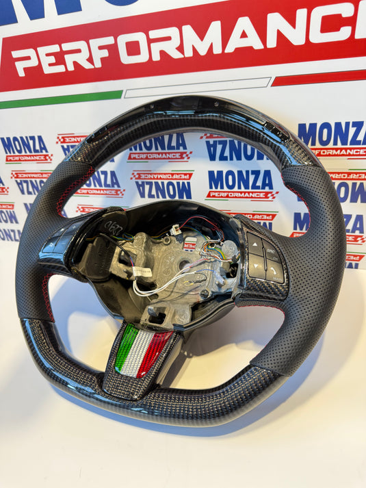 Volante LED 500 abarth pre-restyling  MULTIFUNZIONE carbonio- pelle