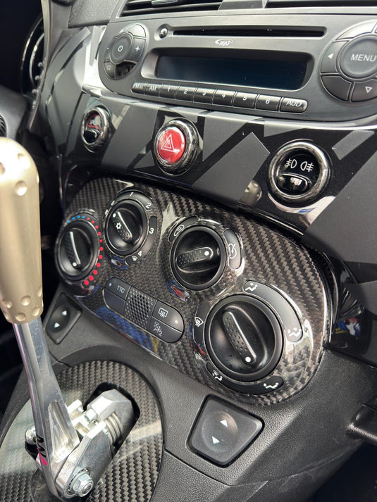 Anelli Pulsanti Plancia in CARBONIO  Fiat 500 Abarth - 595 - 695 - Fiat 500 - in diverse finiture