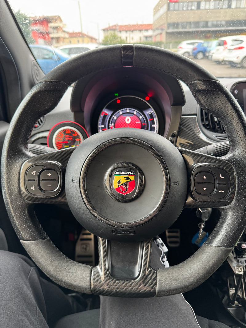 Carica immagine in Galleria Viewer, Cover Anelli Volante Airbag in CARBONIO Fiat 500 Abarth 595 - 695 - Fiat 500 -