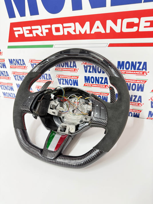 Volante LED 500 abarth restyling MTA   MULTIFUNZIONE carbonio- alcantara