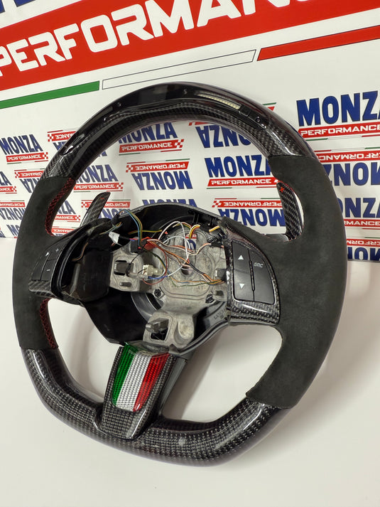 Volante LED 500 abarth restyling MTA   MULTIFUNZIONE carbonio- alcantara
