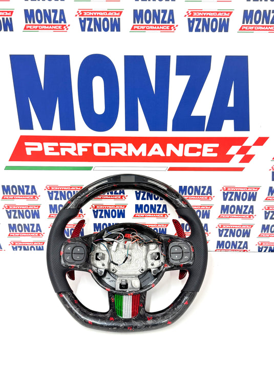 Volante LED 500 abarth restyling MTA   MULTIFUNZIONE carbonio forgiato - pelle