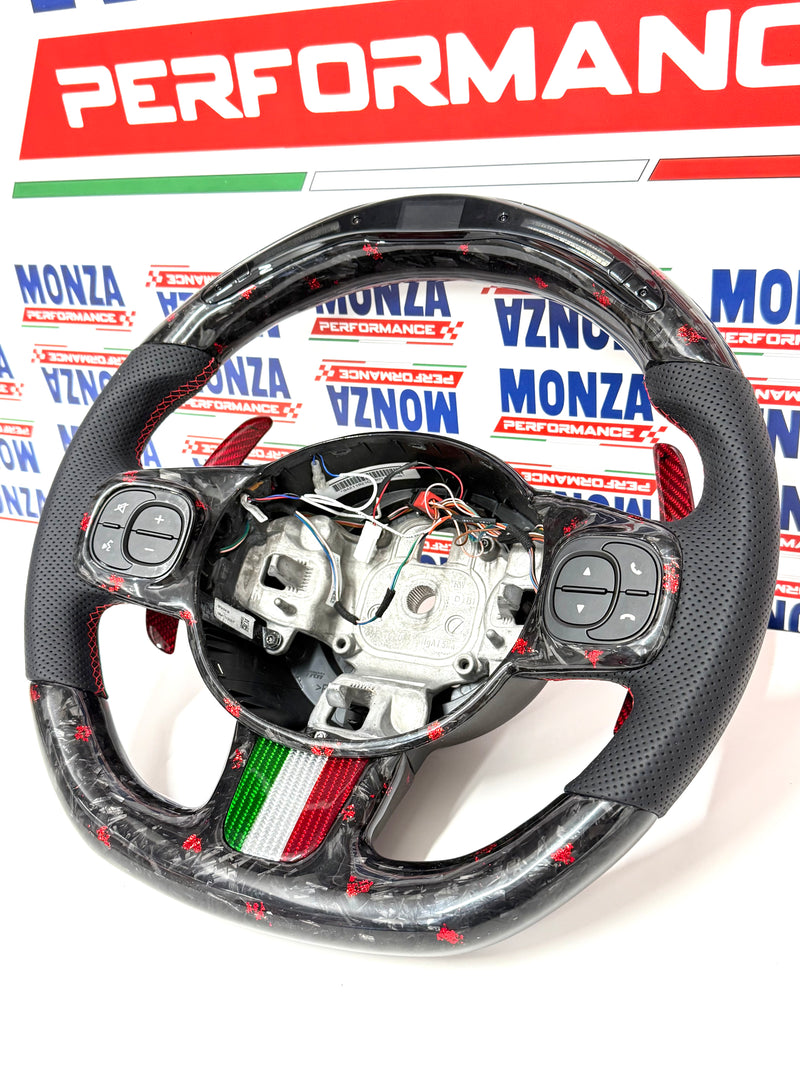 Carica immagine in Galleria Viewer, Volante LED 500 abarth restyling MTA   MULTIFUNZIONE carbonio forgiato - pelle