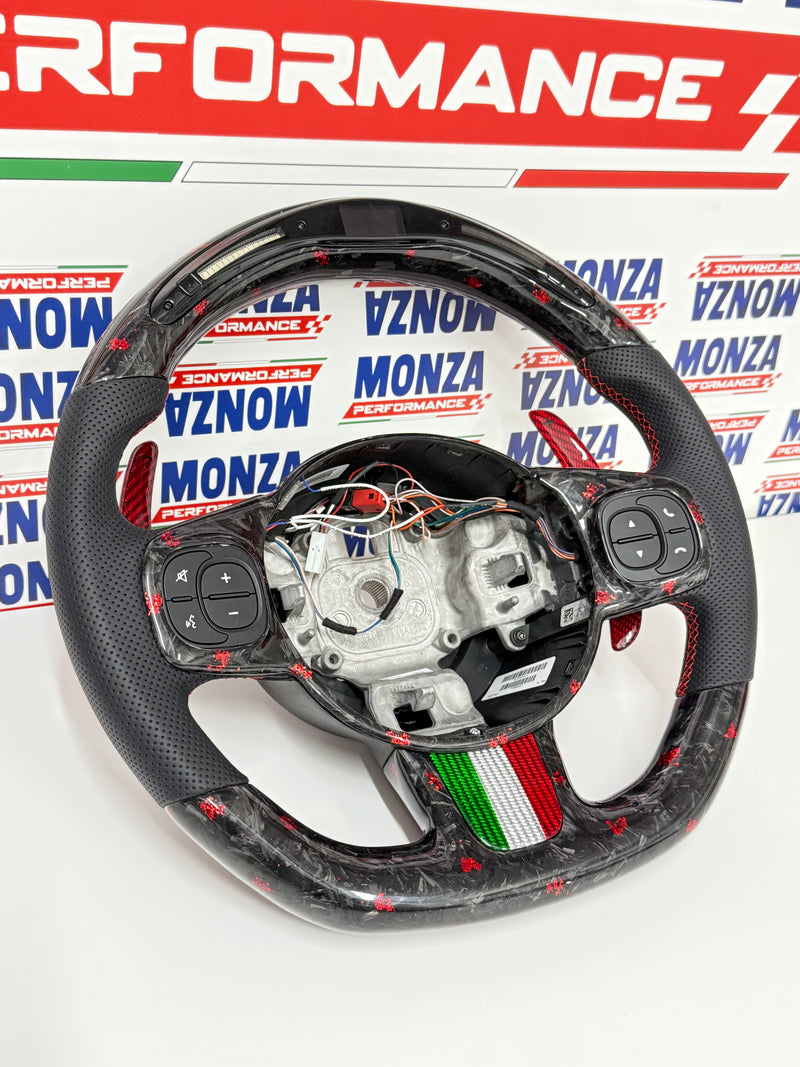 Carica immagine in Galleria Viewer, Volante LED 500 abarth restyling MTA   MULTIFUNZIONE carbonio forgiato - pelle