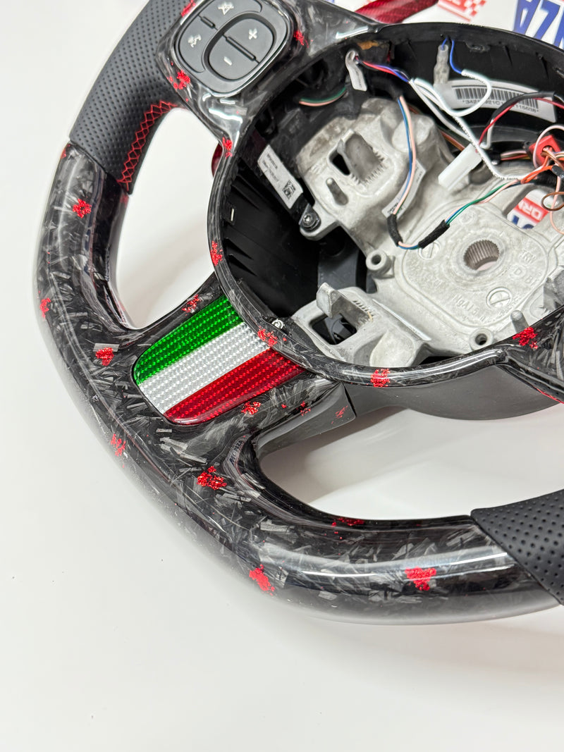 Carica immagine in Galleria Viewer, Volante LED 500 abarth restyling MTA   MULTIFUNZIONE carbonio forgiato - pelle
