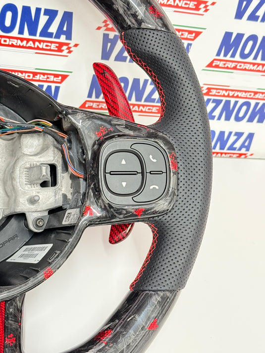 Volante LED 500 abarth restyling MTA   MULTIFUNZIONE carbonio forgiato - pelle