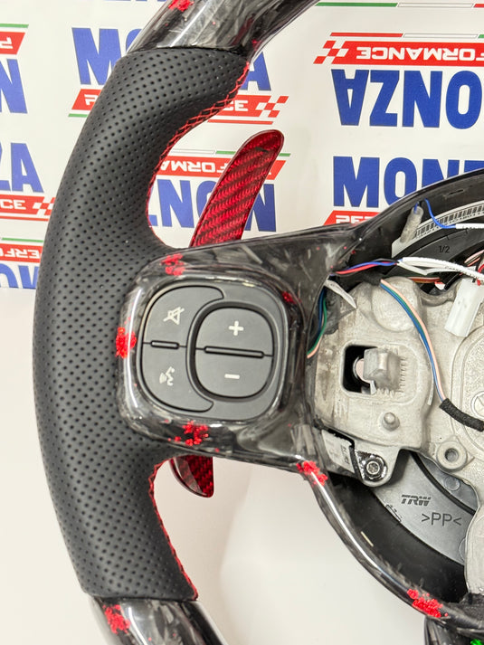 Volante LED 500 abarth restyling MTA   MULTIFUNZIONE carbonio forgiato - pelle