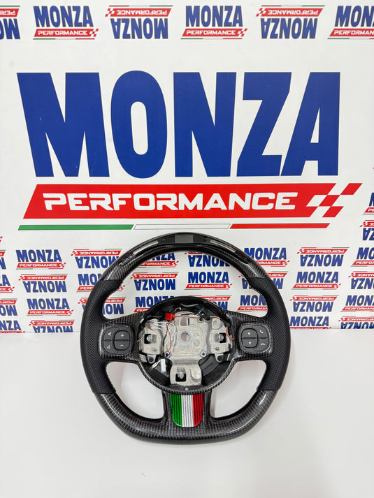Volante LED 500 abarth restyling  MULTIFUNZIONE carbonio-pelle-tricolore