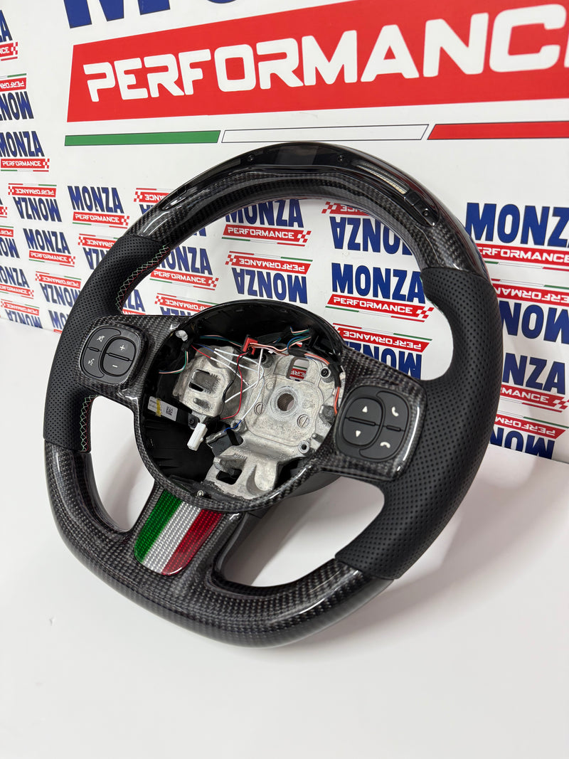 Carica immagine in Galleria Viewer, Volante LED 500 abarth restyling  MULTIFUNZIONE carbonio-pelle-tricolore