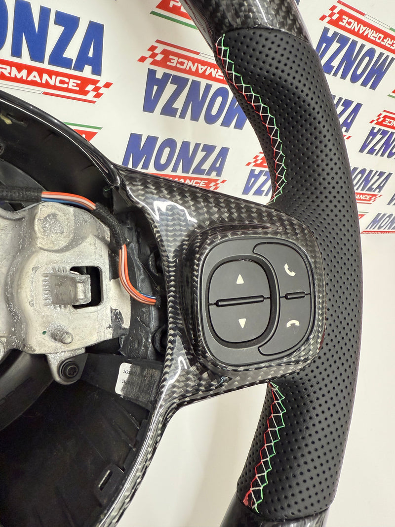 Carica immagine in Galleria Viewer, Volante LED 500 abarth restyling  MULTIFUNZIONE carbonio-pelle-tricolore