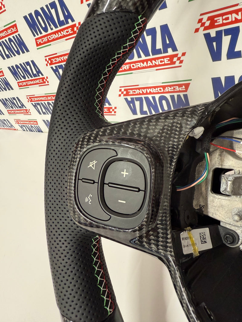 Carica immagine in Galleria Viewer, Volante LED 500 abarth restyling  MULTIFUNZIONE carbonio-pelle-tricolore