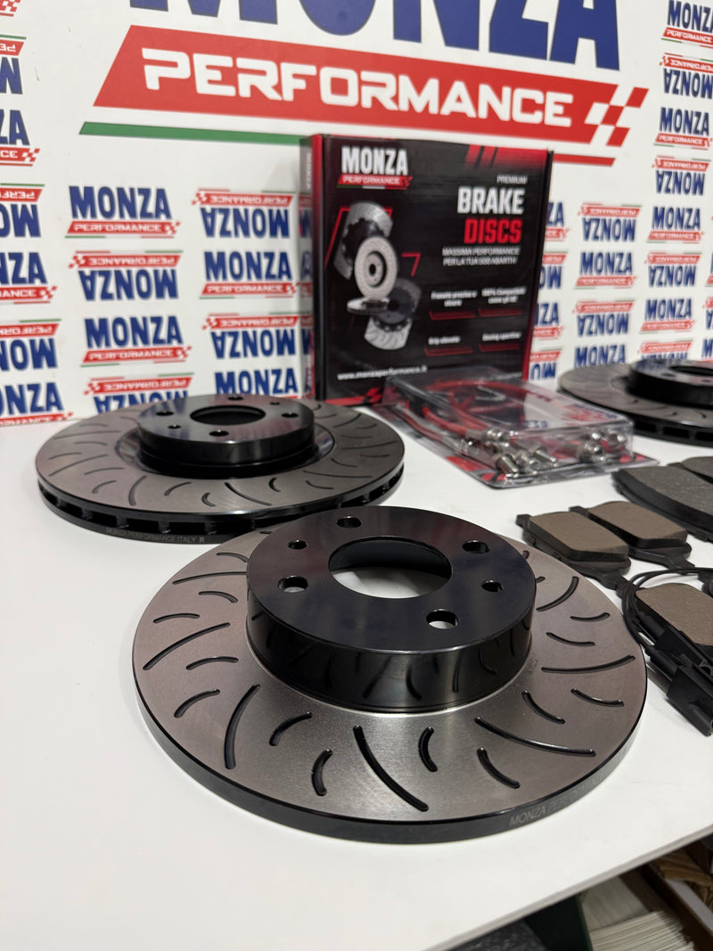 Carica immagine in Galleria Viewer, Kit dischi freno Monza performance baffati 284mm abarth 135/145/160/165 hp con tubi freno
