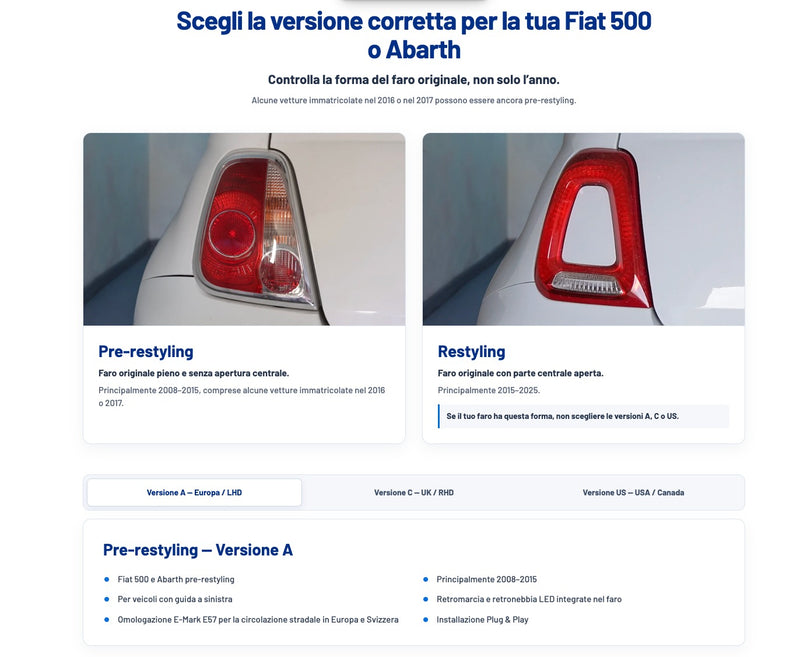 Carica immagine in Galleria Viewer, Fari LED Posteriori 500 Abarth (2008-2024)