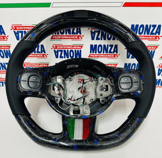 Volante LED 500 abarth restyling  MULTIFUNZIONE carbonio forgiato - pelle