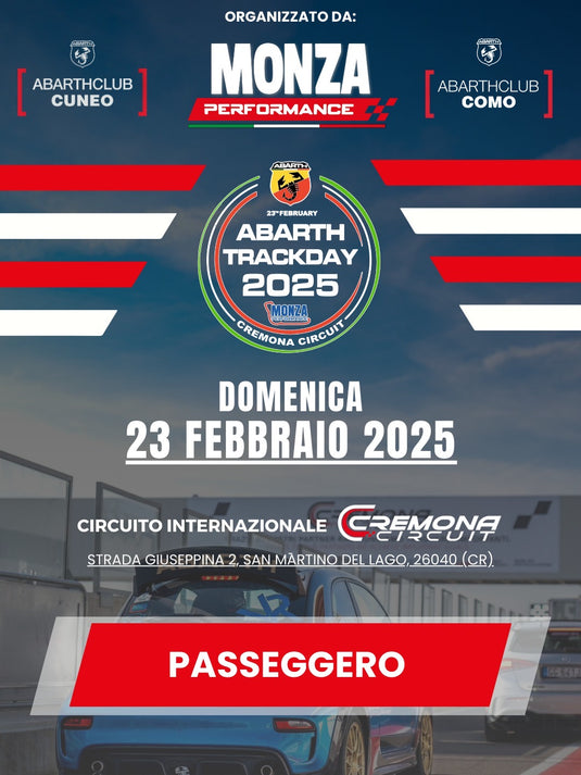 Ingresso PASSEGGERO  Abarth Trackday 23 Febbraio 2025