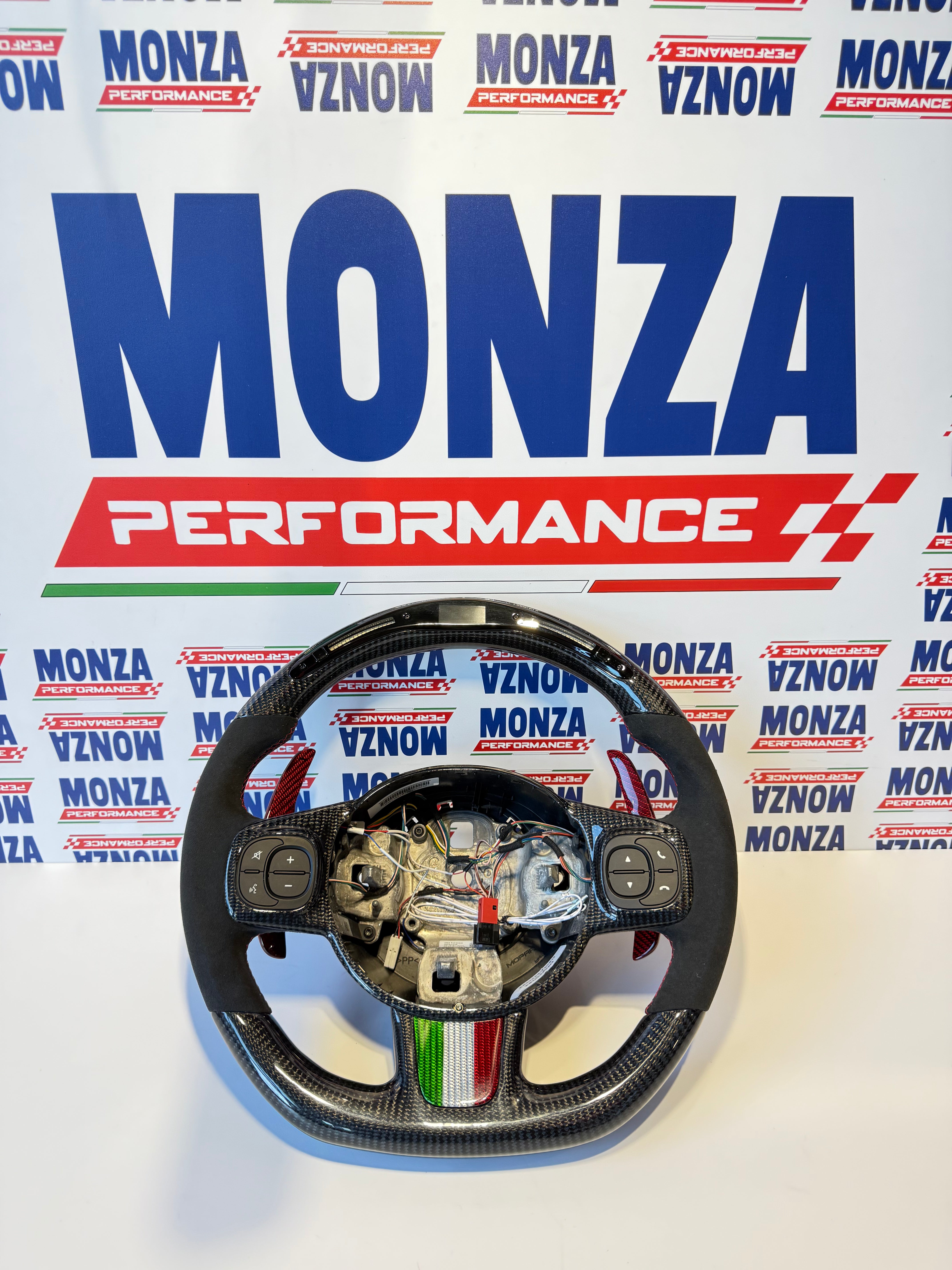 500 Abarth restyling MTA MULTIFUNCTIONAL LED steering wheel, carbon-al ...