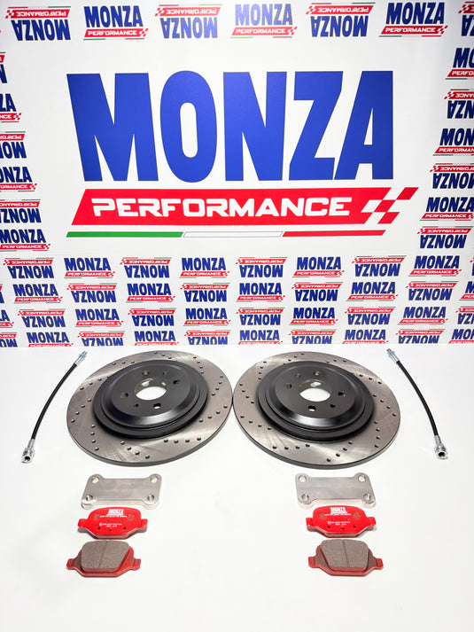 Kit dischi freno Monolitici Monza performance forati posteriori MAGGIORATI 305mm per tutte le Abarth 500 (Copia)