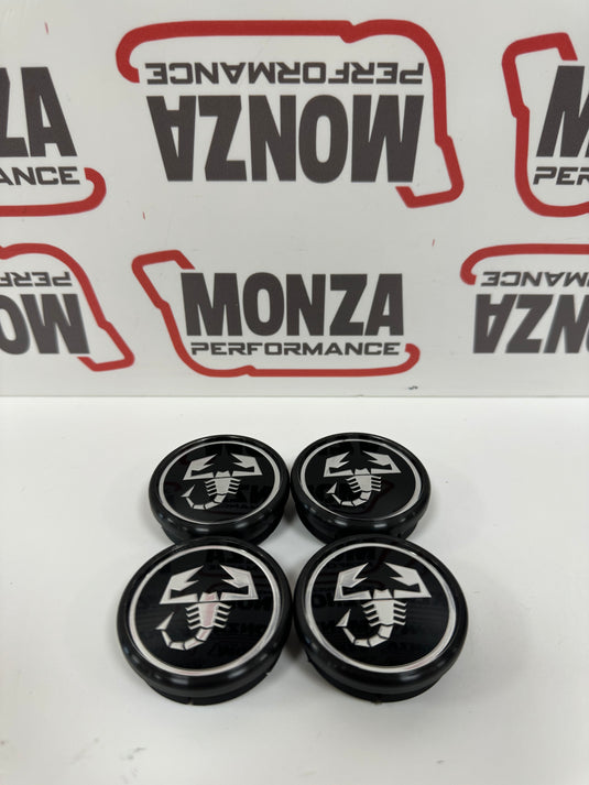 4 Tappi Coprimozzo ABARTH FIAT 500 595 695 SS GRANDE PUNTO Cerchi In Lega 50mm - Foto 7