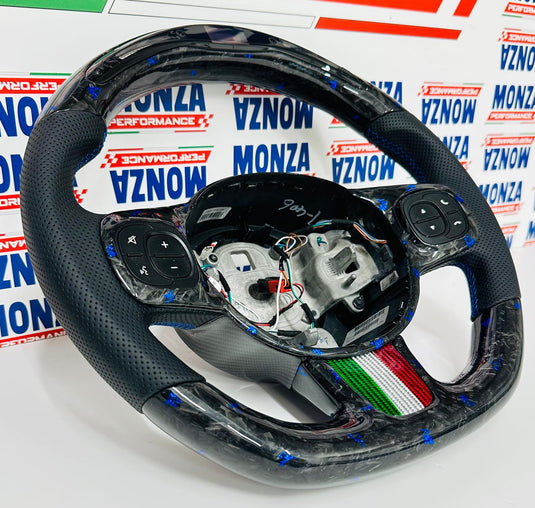 Volante LED 500 abarth restyling  MULTIFUNZIONE carbonio forgiato - pelle