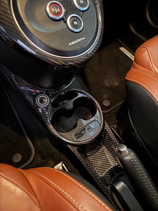 Cover tunnel centrale in VERO CARBONIO Fiat 500 Abarth - 595 - 695 Restyling