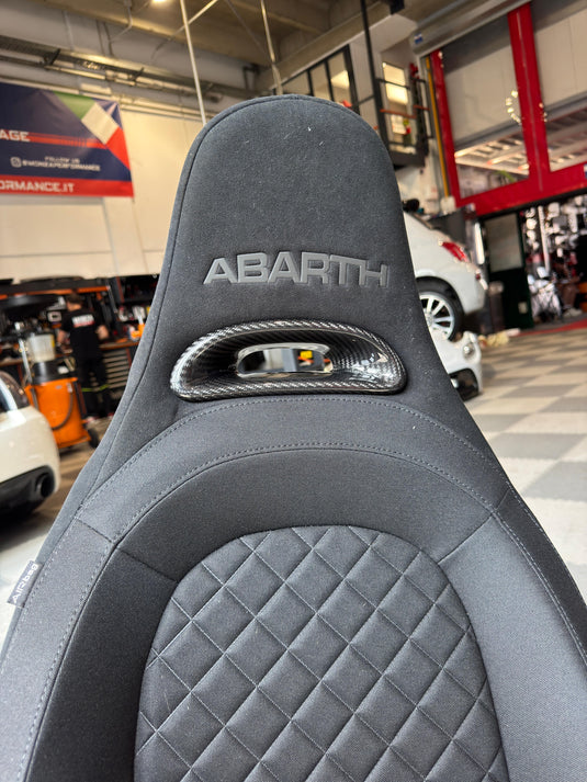 Coppia cover in  CARBONIO per poggiatesta sedile Fiat 500/595/695 Abarth