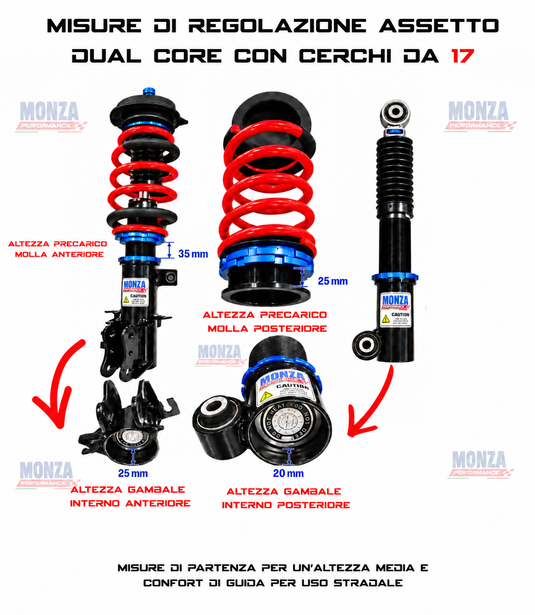 ASSETTO A GHIERA MONZA PERFORMANCE Dual Core Street & Track Coilover System