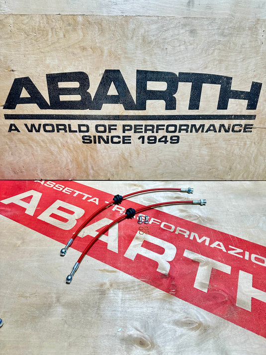 Coppia tubi freno anteriori punto abarth in treccia impianto frenante Brembo 305